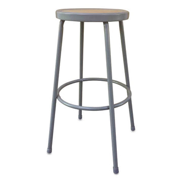 Alera® Industrial Metal Shop Stool, Backless, Supports Up To 300 Lb, 30" Seat Height, Brown Seat, Gray Base freeshipping - TVN Wholesale